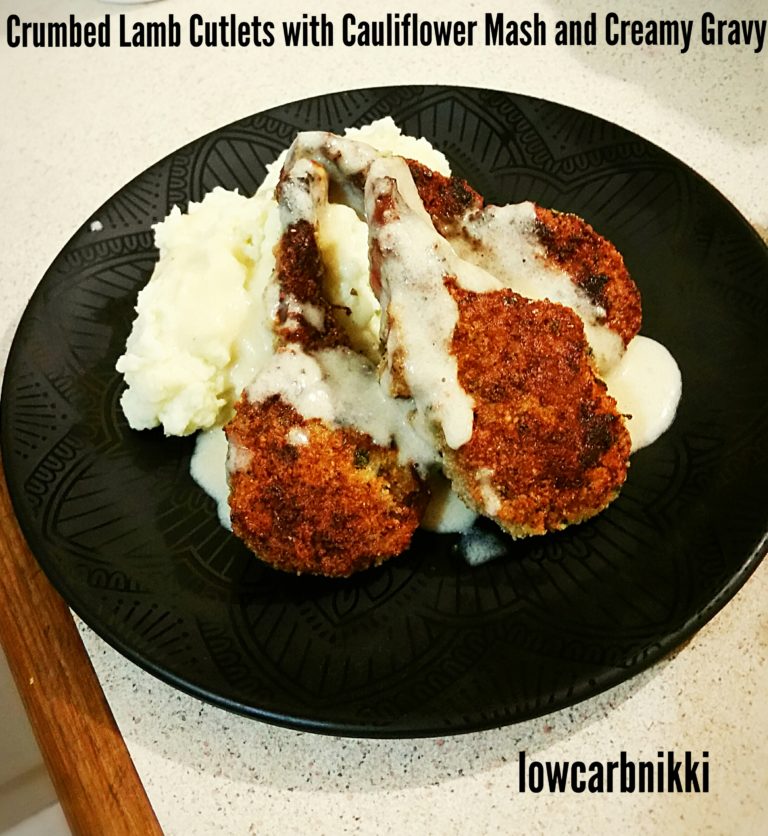 Crumbed Lamb Cutlets with Cauli Mash and Gravy