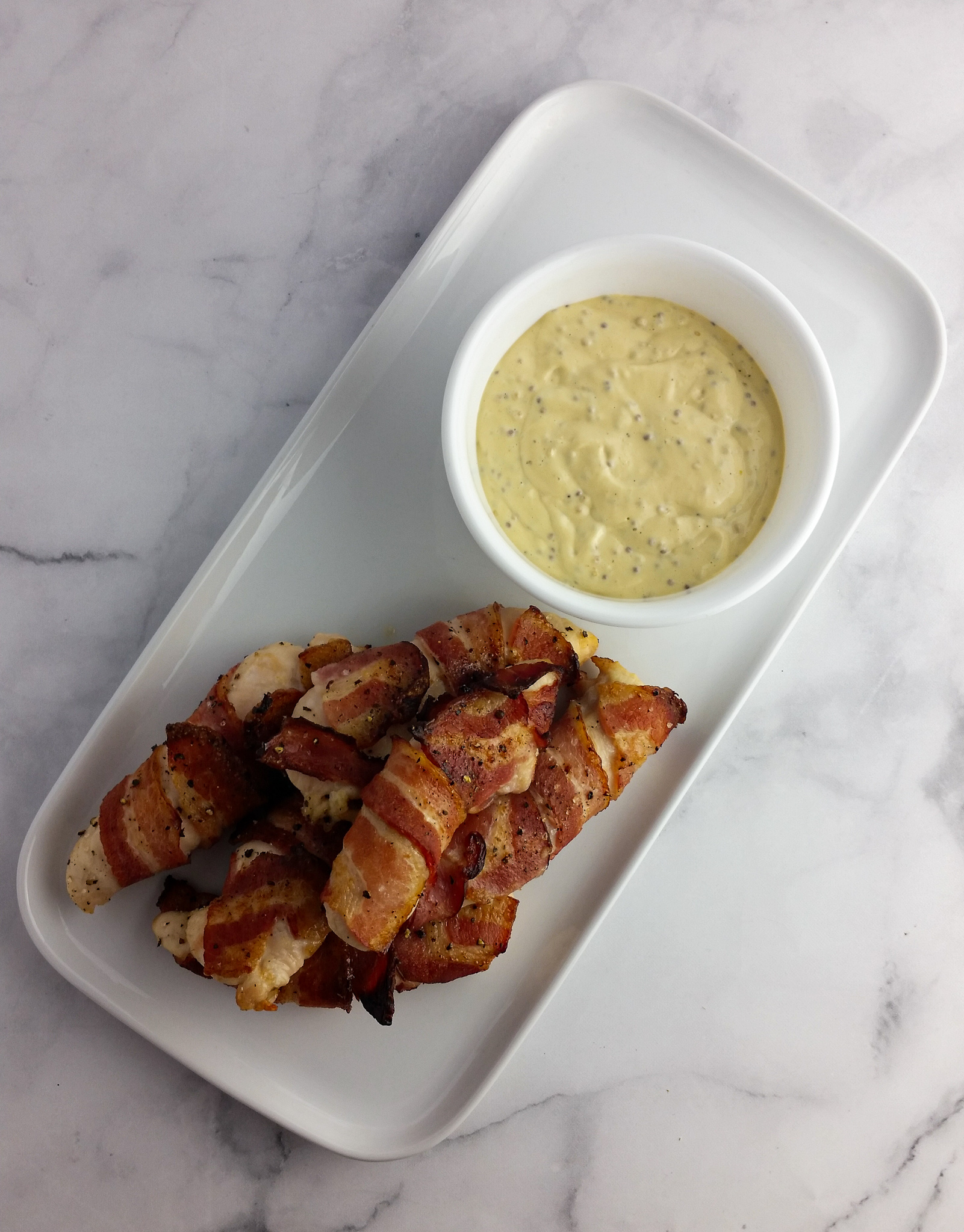Keto Bacon Chicken Tenders with Sweet Mustard Dipping Sauce